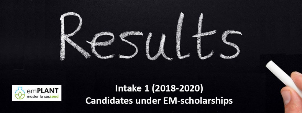 emPLANT Selection results - Intake 1 - Scholarship holders